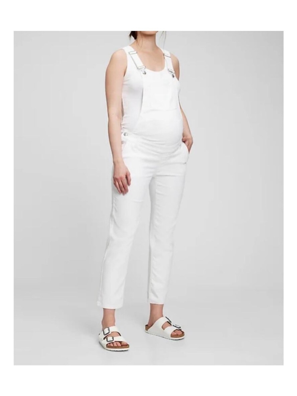 Gap White Maternity Denim Overalls